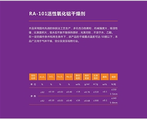 干燥機用活性氧化鋁參數表